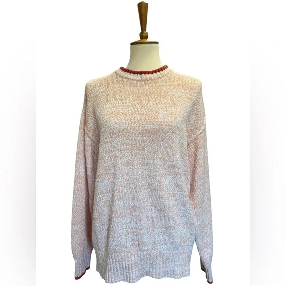 BDG Peach and White Crew Neck Sweater Timeless Knit #133 - Picture 2 of 5